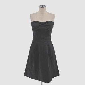 Gretchen Scott Strapless Bow Front Fit Flare Dress Womens Size XS Black Cocktail